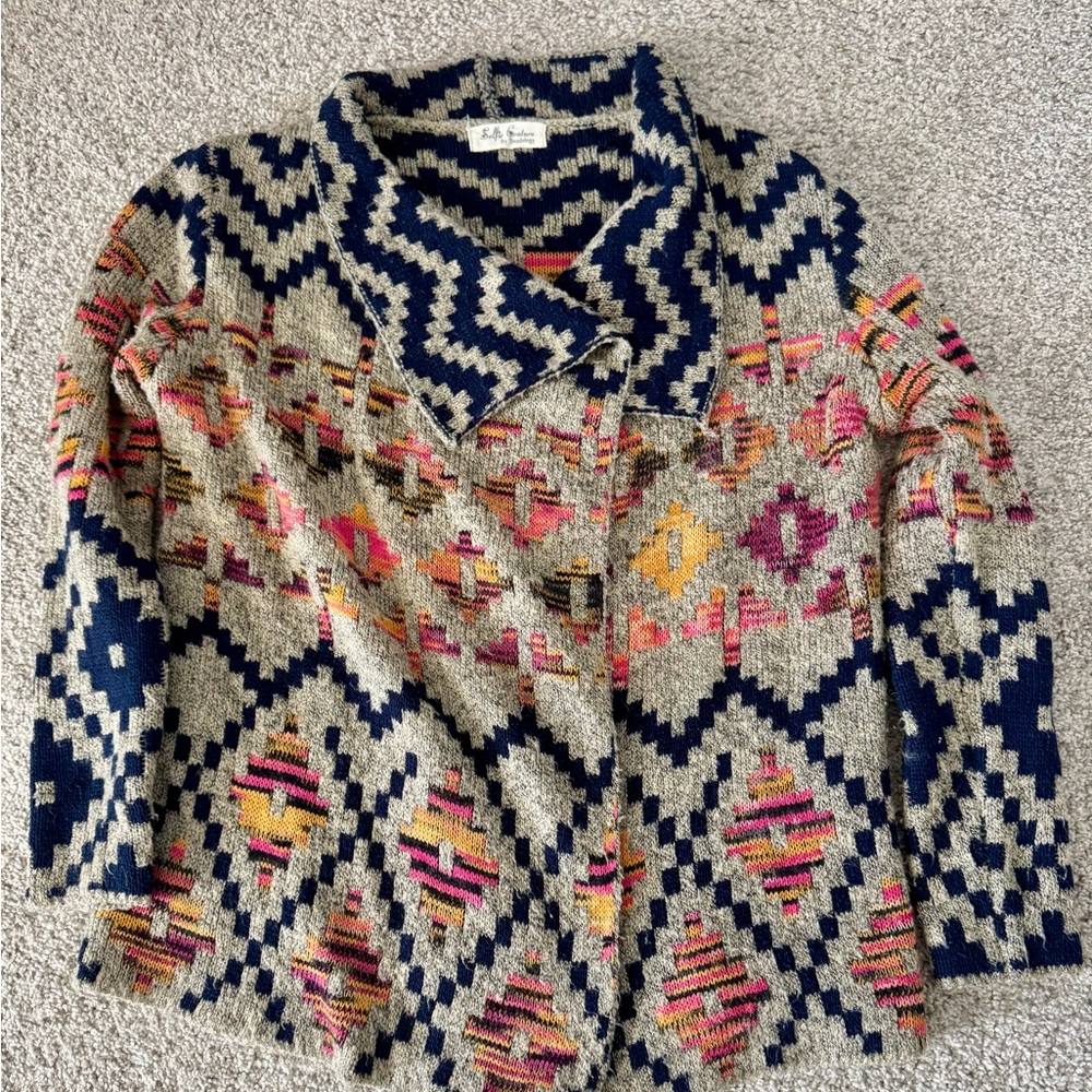 Anthropologie style Geometric Knit open Cardigan